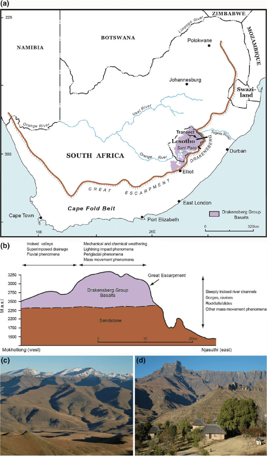 South Africa escarpment map